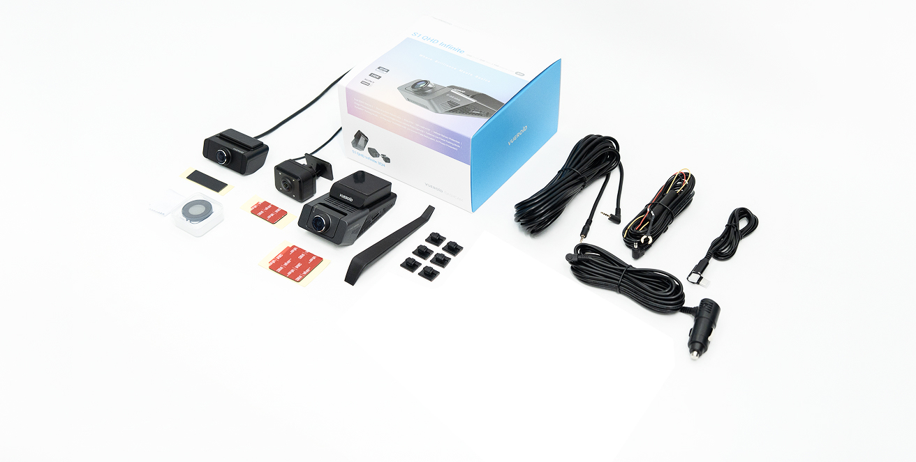 menetrögzítő kamera, fedélzeti kamera, dashcam, Vueroid S QHD 3CH szett